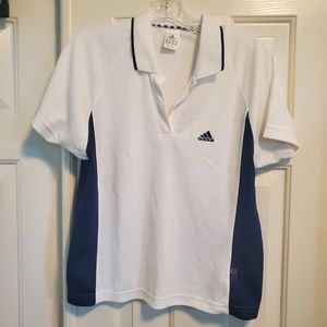 Women's Adidas Short Sleeve Polo Shirt - White/Navy
